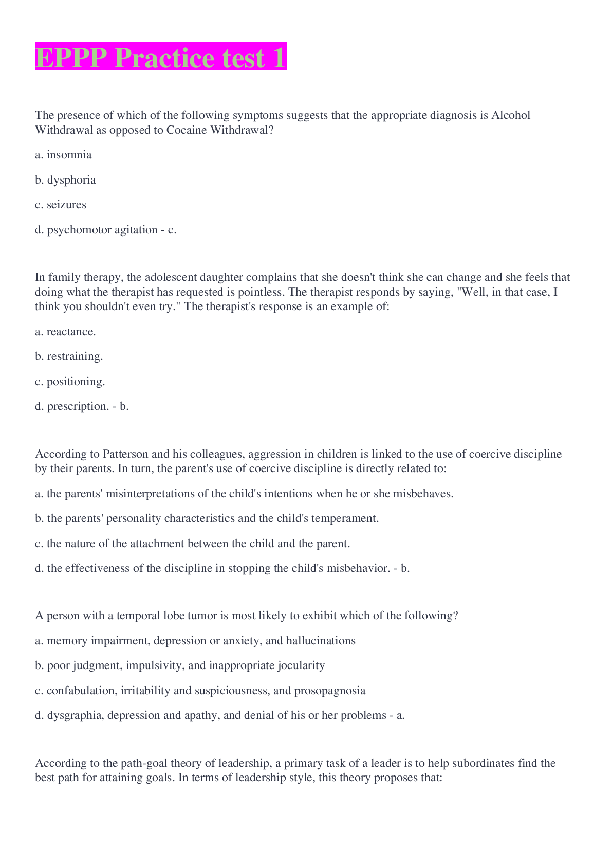 Preview image for EPPP Practice test 1 2022